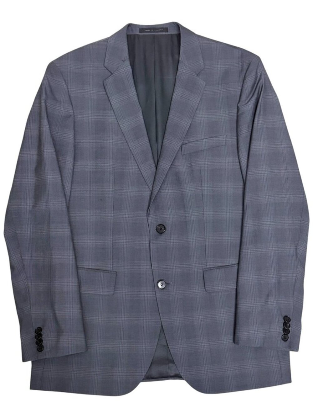 $1,000 HUGO BOSS Virgin Wool Sport Coat Blazer Jacket Plaid Grey Business 40R